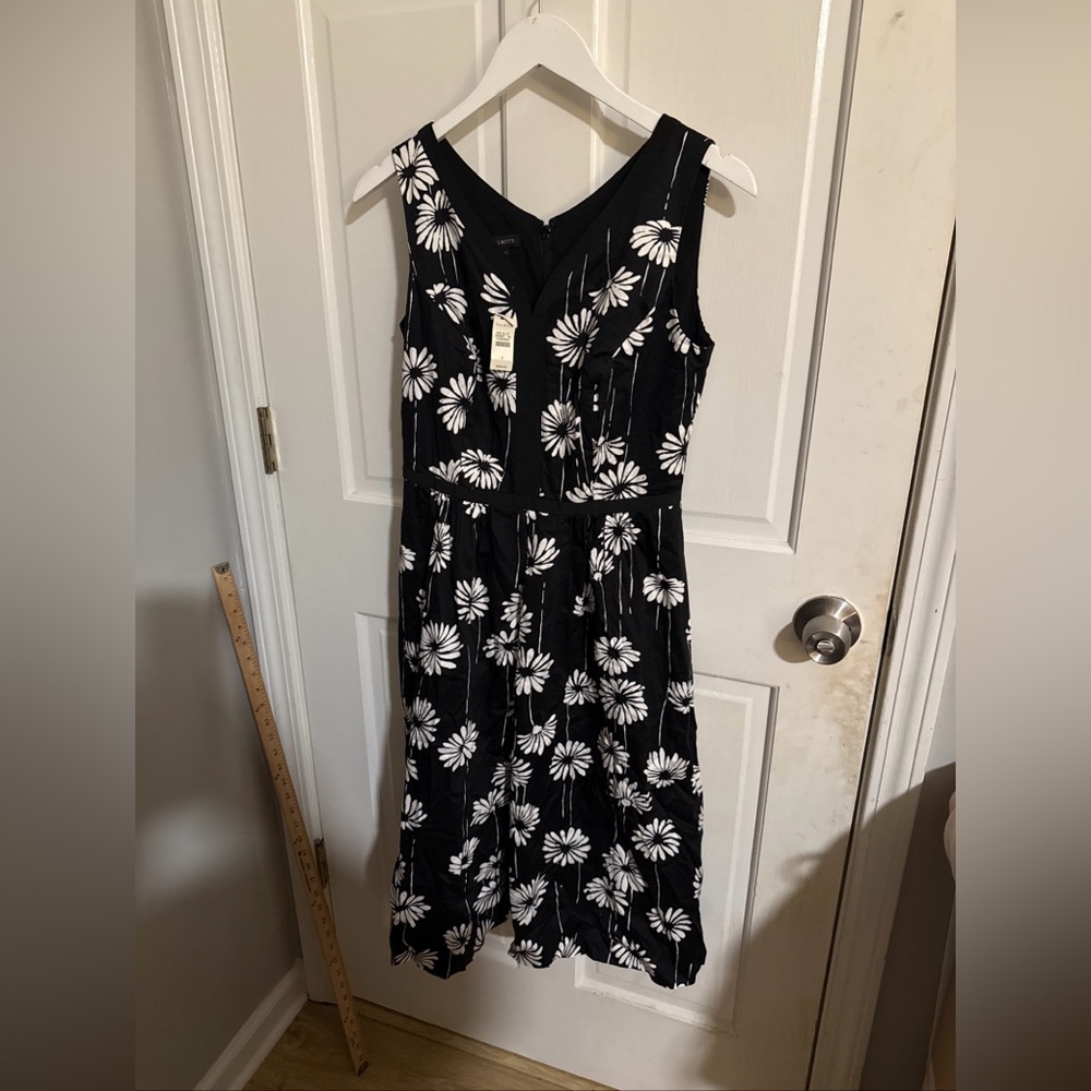 Talbots Black and White Floral Sleeveless Dress